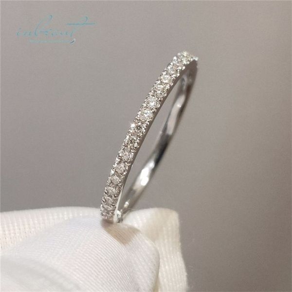 INBEAUT 18K White Gold Pass Diamond Test Round Eccellente Cut 0 1 CT Micro D Ring a colori 925 Gioielli da festa Siver 210924276G