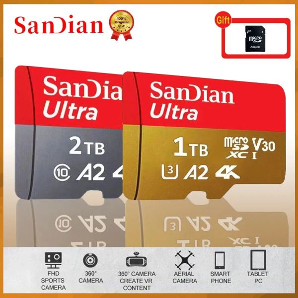 Cartas originais San Dian SD Card 1TB 2TB Micro TF Mini SD Memory Card Card para câmera de computador Drone mini cartão de memória