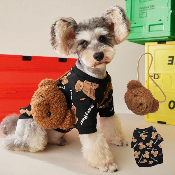 Hundebekleidung Bärenpuppen Rucksack Kostüm Winter warm warm Teddy Yorkie Chihuahua Shih Tzu Kleidung Accessoires Süßes Cartoon Katze Pullover Haustiere