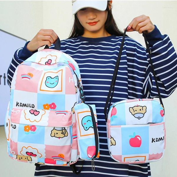 Okul Çantaları Üç parçalı Öğrenci Schoolbag Kampüsü Kirl Backpack Junior High Kıdemli Kişiselleştir