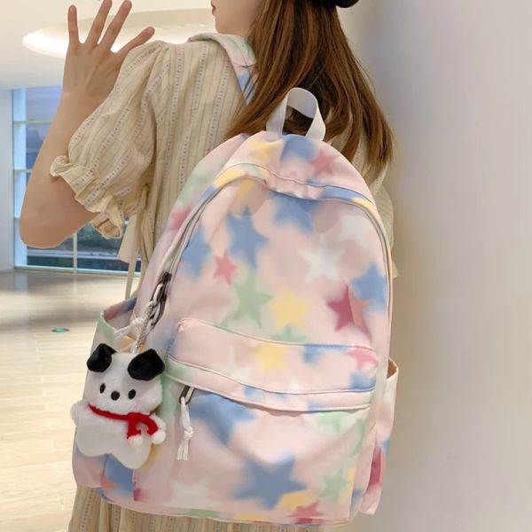 Mochilas fofas feminino de moda de alta capacidade faculdade de backpack de mochila de mochila de impressão da moda da moda Bolsa de viagem para meninas da escola