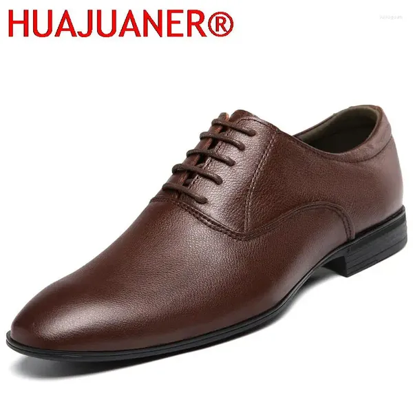 Повседневная обувь искренние кожаные мужчины высококачественные шнурки формальные мужские оксфордские итальянские мужские деловые свадебные мужчина черный плюс 37-50