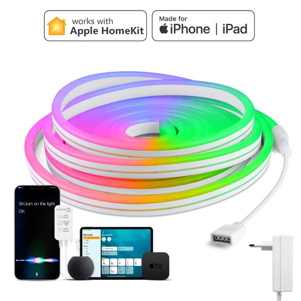 Controllo HomeKit RGB LED Strip Luci al neon per Apple Home Kit Smart Life WiFi Switch Remote Control Neon Tape decorazione da parete Smart Lampada