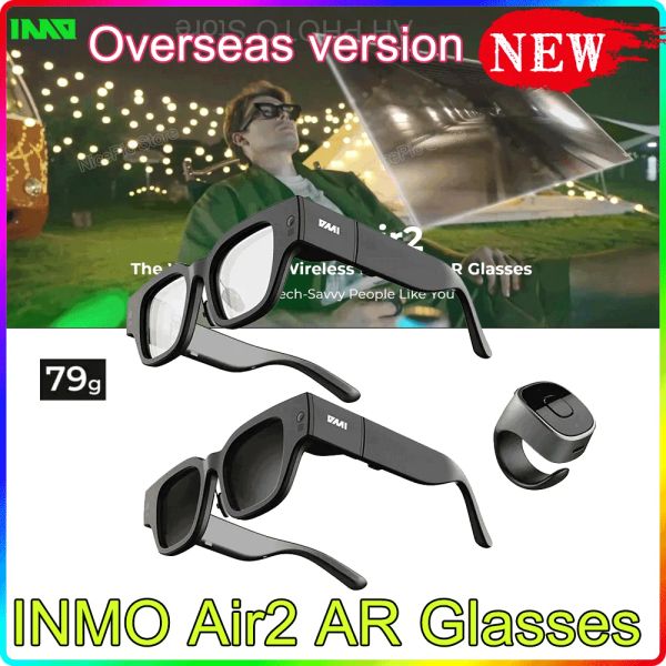 Controle Inmo air2 sem fio AR Smart Glasses Suporte Tela Touch anel Controle de voz HD Vista em tempo real Vídeo de tradução em tempo real