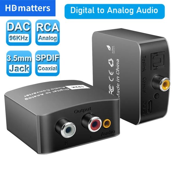 Converter Audio Converter Digital para Analog Digital Áudio Audio Coaxial Toslink PCM Formato 96 kHz com 3,5 mm para PS4 HDTV