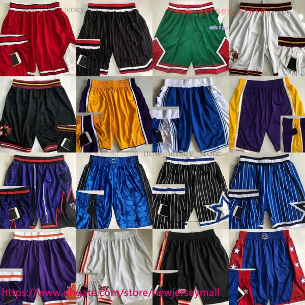 Authentische doppelte bestickte klassische Retro -Basketball -Shorts mit Taschen Vintage Au Stitch Tasche kurz atmungsaktiv