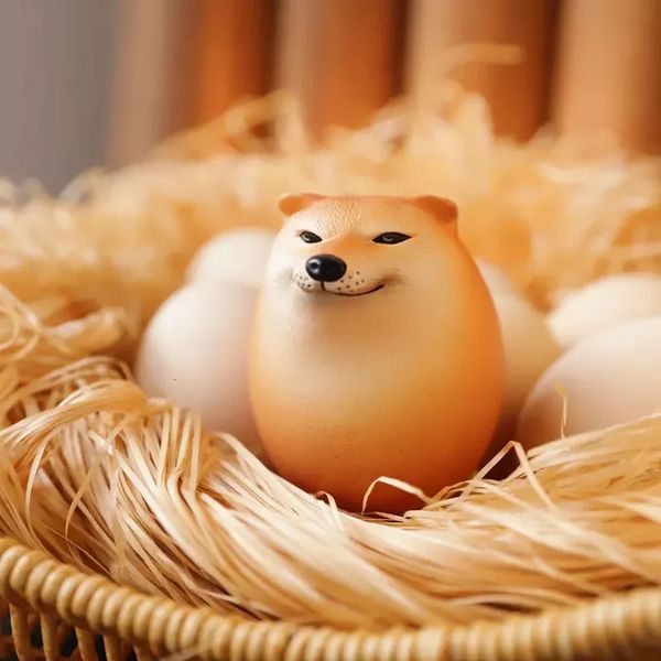 Creative shiba inu uovo realistico forma da scrivania pvc decorazioni unione per cani per uffici domestici divertenti regali di giocattoli natalizi 240411