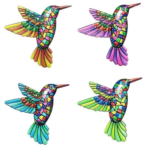 Dekorative Figuren 4 PCs Vogelschmuck Metall Wandkunst Dekor Hängende Handwerk für Schlafzimmer im Freien Garten