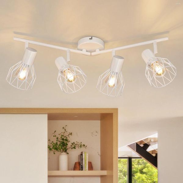 Luci a soffitto Kimjo E14 Spotlight Light Muro Bianco Bianco 4 punti illuminazione interna per cucina Bookroom senza bulbi