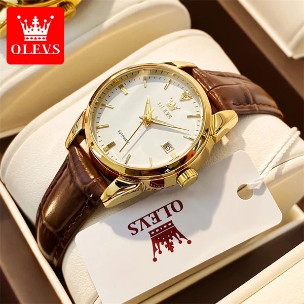 Olevs Brand Luxury Mechanical Watch for Women Fashion Waterproof Luminosa Orologi da polso automatici Ladies Reloj Mujer 240419