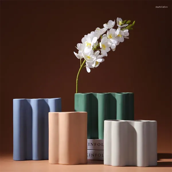 Vasi Nordic Ceramic Cloud Shape Fiore Vaso geometrico Contenitore secco Decorazione per la casa Office Ornament Regalo