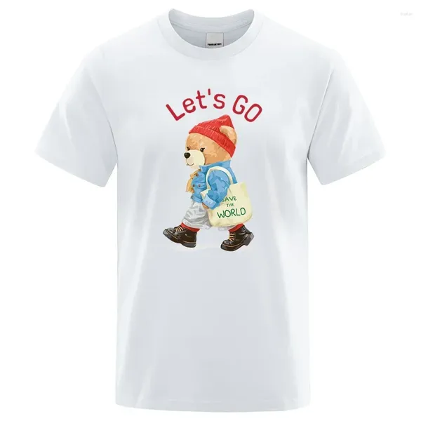 Herrenanzüge Nr. 2A1018 Casual Teddybären Drucke Männliche Kurzarm Harajuku Street T-Shirts Sommer Lose T-Shirts Baumwollhemd Männer