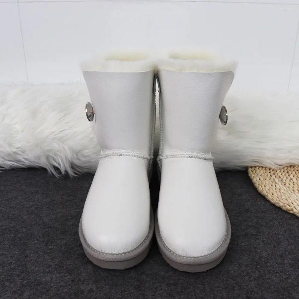 Stivali di alta qualità impermeabile vera pecora genuina 2024 scarpe di lana naturale da donna donna invernale neve calda