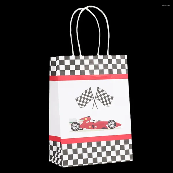 Geschenkverpackung 16pcs Car Party bevorzugt Taschen mit dem Griff Race Thema Geburtstagstasche Papier behandelt Leckereien Vorräte