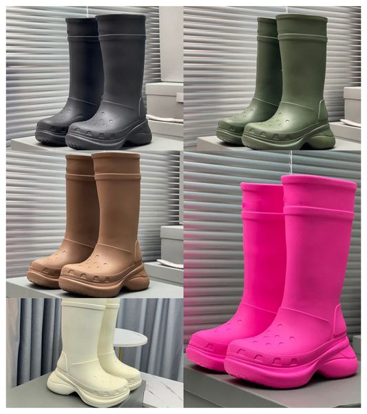 Top Kids Crocse Echo Clog Summer Tall Rainboots Rain-High High TOIND TOE 6Cm Piattaforma in gomma Sole unisex Fashion Casual Coppia Coppia Calza