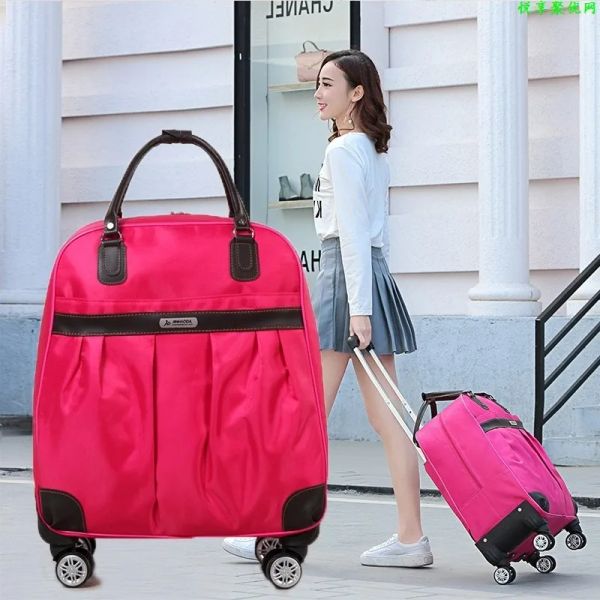 Taschen Frauen Reise Lage Handtasche Mädchen Trolley Taschen Kabine wasserdichte Oxford Rolling Trolley Koffer Lady auf Rädern Räder Dragbeutel