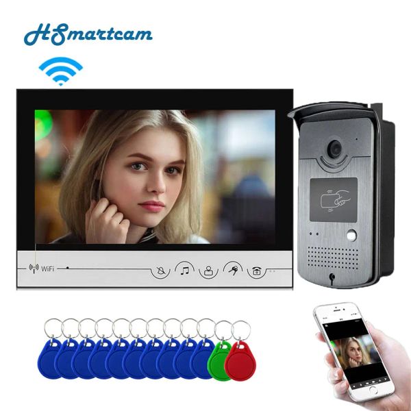 Controle o Smart Home Home de 9 polegadas WiFi Video Intercom for Home Monitor Entrada Sistema com RFID Camera App Phone App Phone Desbloqueio