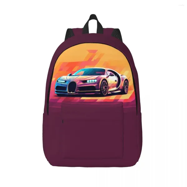 Sırt çantası spor araba tuval sırt çantaları karikatür 2d elementler okul büyük moda çantaları