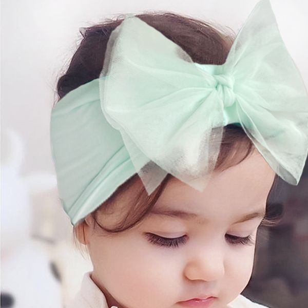 2024 Großhandelspreis schöne 14 Farben Baby Girl Hair Accessoires Heißverkaufsnetz Polyester Stirnband Süßes weiche Süßigkeitenfarbe Mädchen Girl Kind Stirnband Bogenstil Haarbänder