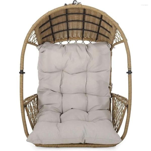 Camp Furniture Outdoor Gartenstühle und Terrasse Beige hängende Lounger Becky Wicker Stuhl mit Kissen (nicht enthalten) hellbraun