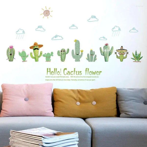 Adesivi a parete cactus camera da letto soggiorno vetrata mobile per dormitorio in classe sfondo decorazione rimovibile