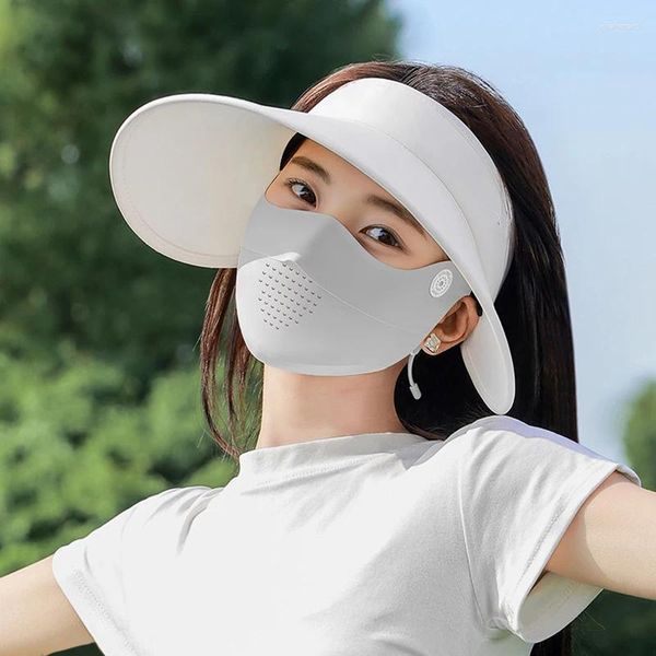 Bandanas seta maschera solare maschera cappello da sole estate top vuoto anti-uv viso traspirante copritura viscosa per guida maschere da ciclismo cappelli