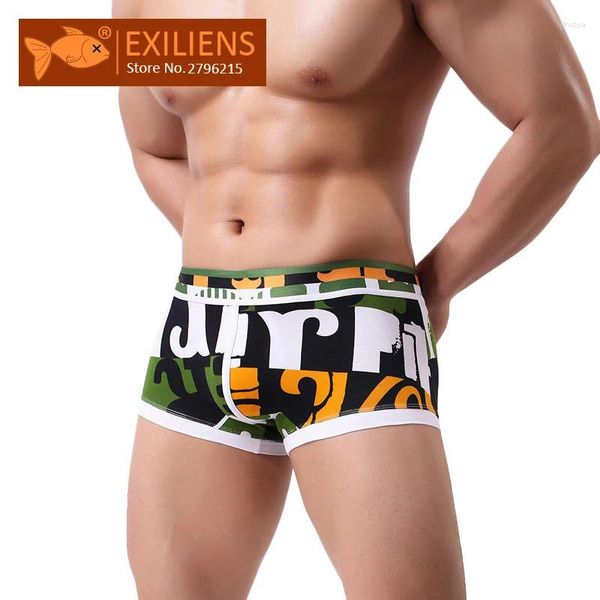 Underpants Exiliens Brand Underwear Men Boxer Cotton Traspirabile Comfort Frepible Stampa Ultimo stile Blu Giallo Giallo Green Dimensioni M-2XL 072501