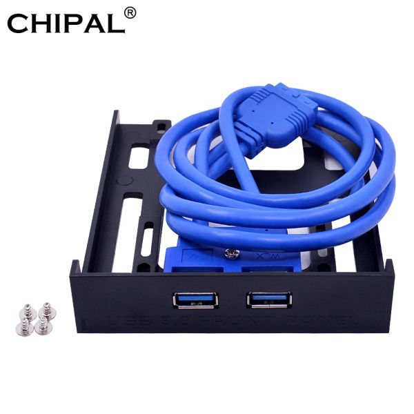 Hubs Chipal 2 Porta USB 3.0 Adaptador de cabo da baía de disquete 5Gbps 20pin USB3.0 Painel frontal do suporte de expansão de cubo de cubo para PC Desktop 3.5 ''