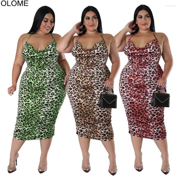 Vestidos casuais, impressão de leopardo sexy feminino espaguete de espaguete sem costas sem mangas mangas tamanhos de boate de boate de boate 2024