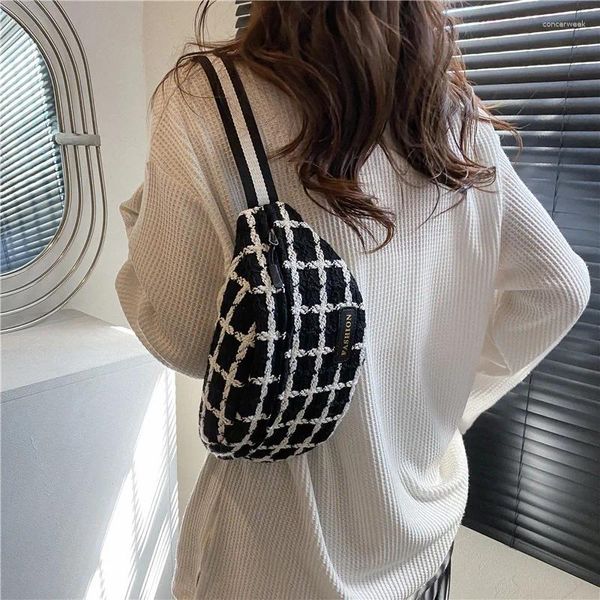 Sacchetti di vita inverno tessuto caldo da donna a quadri da donna messenger full ladies sac una tendenza femminile principale 2024 facile trasportare macine