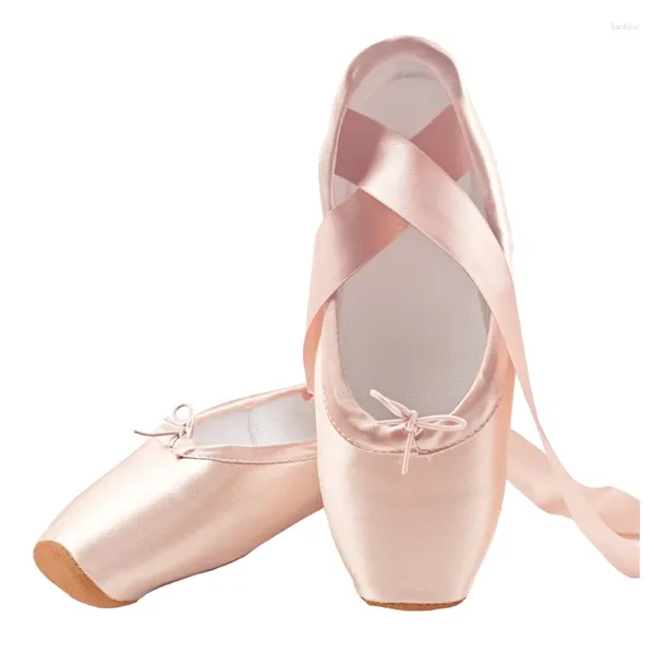 Sapatos de dança Swandanncer Pointe Satin Upper com fita garotas femininas cor -de -rosa de bailarino de balé