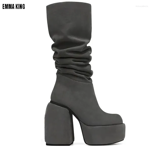 Bootsschuhe für Frauen 2024 bequeme Frauen klobige Fersenplattform Punk Boot Winter Mode Gothic