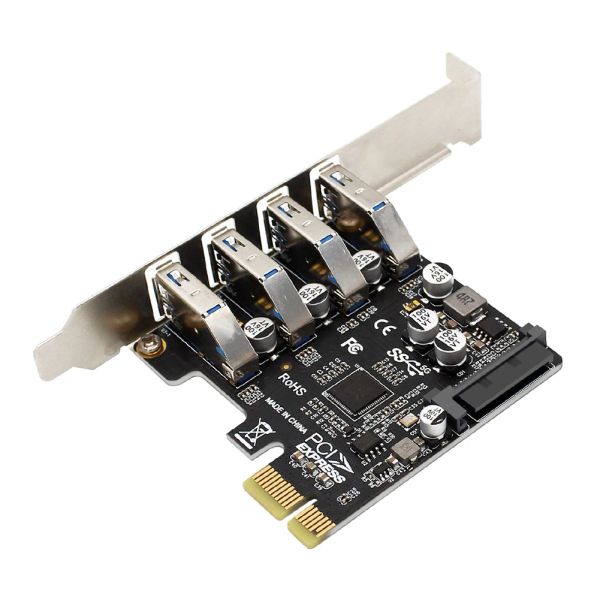 Karten PH64 4 Port PCIe USB 3.0 Hub -Adapter USB3.0 PCIe -Konverter für 2U/4U PC Case 5Gbit/s Riser Card PCIE X4/X8/X16 Extender Adapter