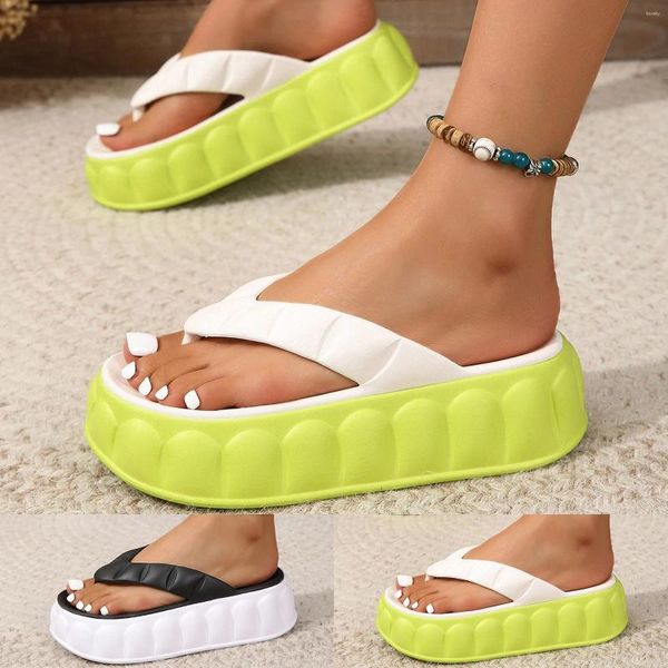 Slippers Ladies Fashion Summer Color Matching Clip Toe Толстый пляж повседневные женщины нечеткие размеры 11