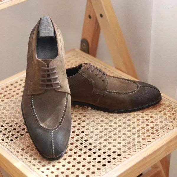 Scarpe eleganti in stile europeo e americano europeo e americano Derby maschile in pelle di bruno oxford