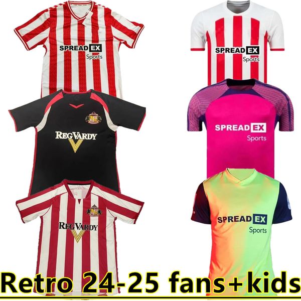 24 25 Jerseys de futebol de Sunderland Stewart Simms Roberts Amad Clarke Dajaku Embleton Evans O'Nien Futebol camisa de futebol Pritchard Mens Kit Kit Home 05 06 Retro 888888