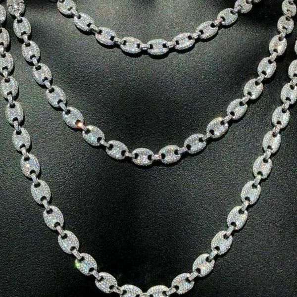 8 mm dickes benutzerdefiniertes Verknüpfung aus S925 Sterling Silber Moissanite Cuban Link Chain