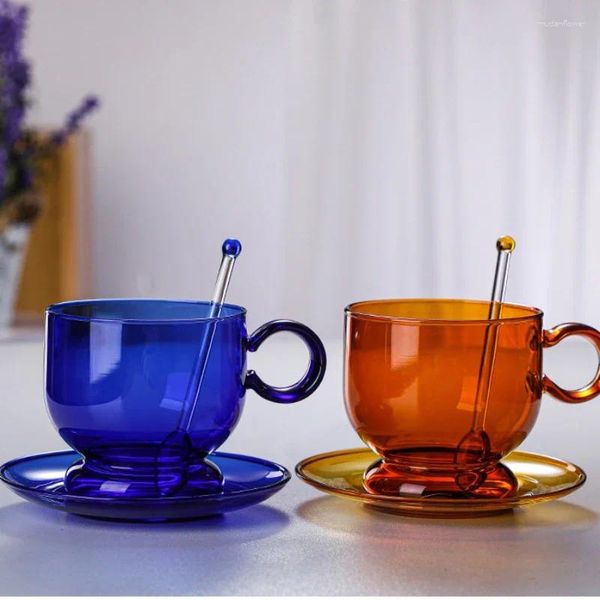 Caffettiere tazze da caffè espresso per e tazza di vetro da tè bevande tazza color casa in stile nordico con cucchiaio