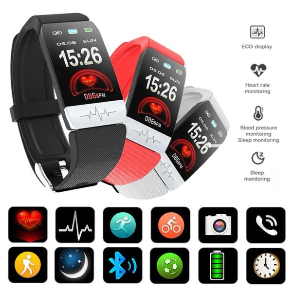 Braccialetti Q1s Fitness Tracker ECG PPG Monitoraggio della frequenza cardiaca impermeabile Previsione meteo in banda intelligente Bracciale intelligente per uomini donne