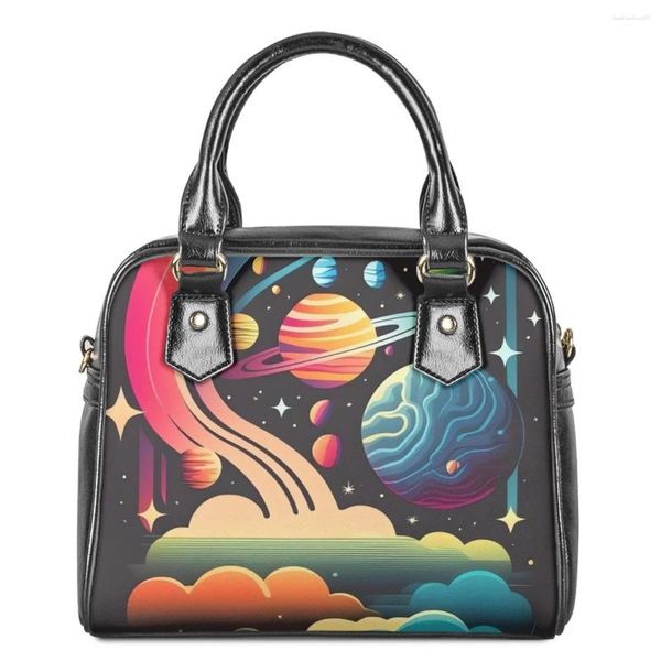 Sacchi da sera Galaxy Planets for Women Universe Stampare Casualmente Portable Female Daily Outdoor Office Dureble Zipper