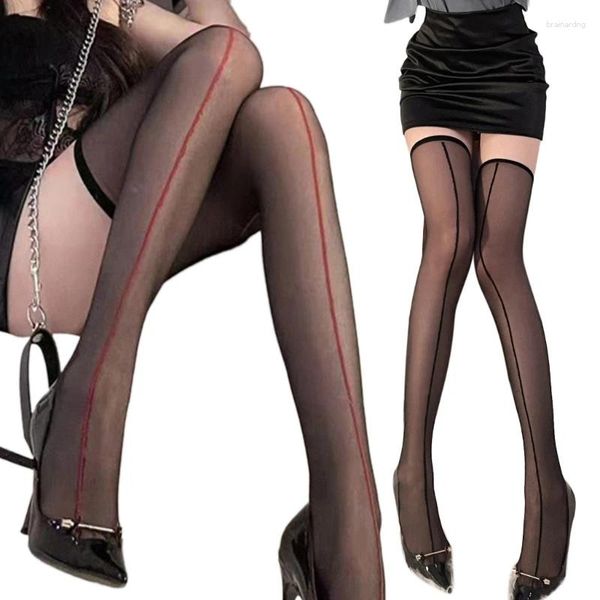 Frauen Socken sexy durch Seidenschenkel hohe Strümpfe Lady Girl Rücken dünn schiere über kniebunden Nachtclub -Dessous angenommen