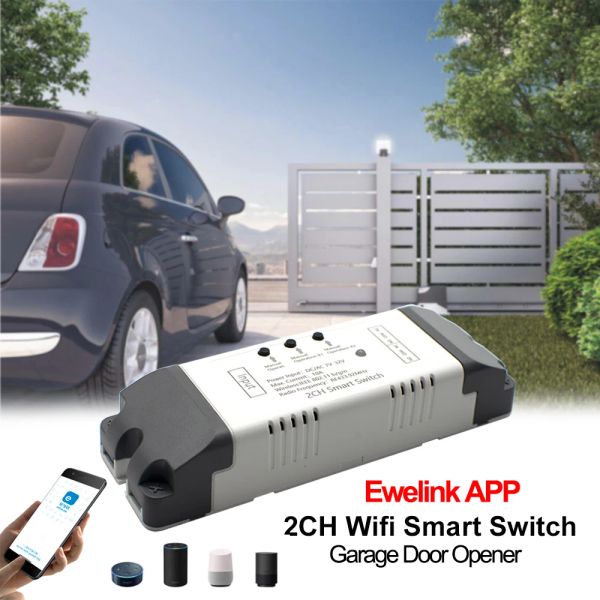 Controle Wi -Fi Switch Smart Opener App Controller Remote para Garage Door Gate Supprot Alexa Echo Google Home Ewelink Control + RF 433MHz