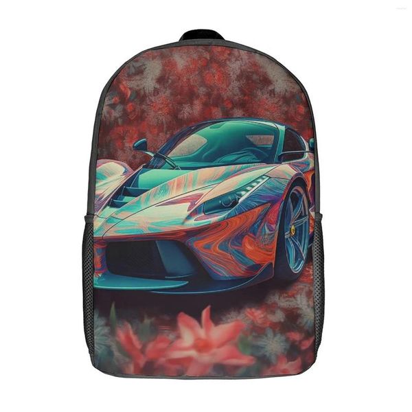 Zaino con pacificato appassionato auto unisex neon colorato dipinto dipinto zaini in stile sacchetti di viaggio di viaggio da viaggio