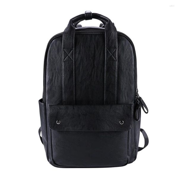 Rucksack einfache schwarze Männer PU Leder Business -Taschen für Qualität 15,6 