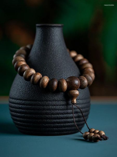Strand Hainan Yingge lvqi nan Agarwood Bracelet Antique Design Antique Wood Abacus Contas Buda Casal Feminino Feminino
