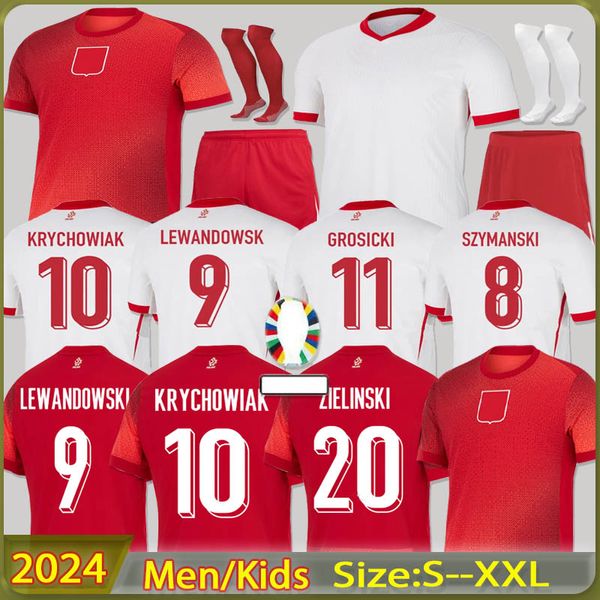 2024 Eurocup Polonias Lewandowski Maglie da calcio Polonia 24 Krychowiak Grosicki Zielinski Milik Zalewski Szymanski 24/25 Ship da calcio polacco Kit per bambini