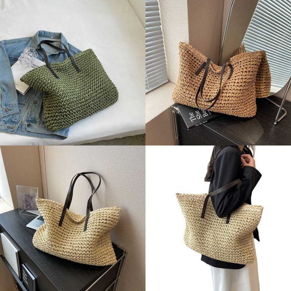 Bolsas de praia para a noite de grama feminina Bolsa tecida de grande capacidade para mulheres de estilo de verão de estilo de verão feminino