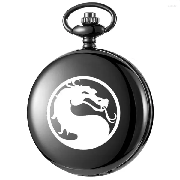 Orologi tascabili Dragon Cool Style intaglio intagliato in inglese Alfabeto Guarda una catena della cintura Black Quartz Birthday Perfect Regalo per ragazzi