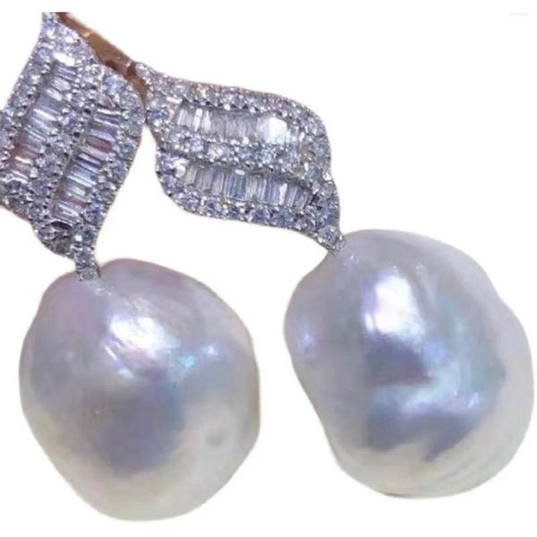 Orecchini per borchie splendide naturali naturali del Sud irregolare barocco perla 925 auricolare argento