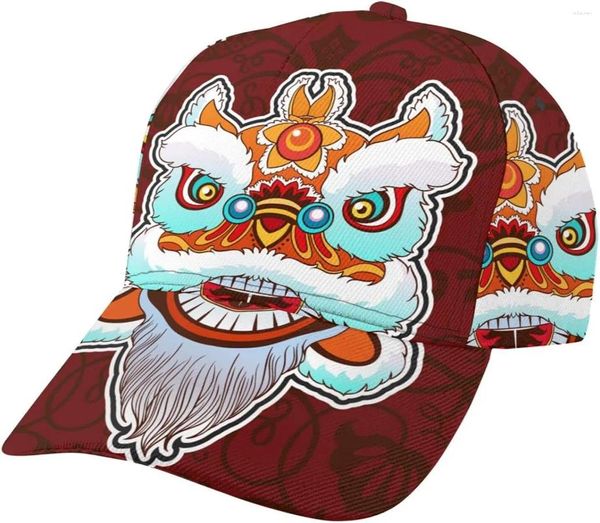 Ball Caps Chinese Lion Dance Unisex Baseball Cap Stampa Regolabile Papà Hat Trucker Black